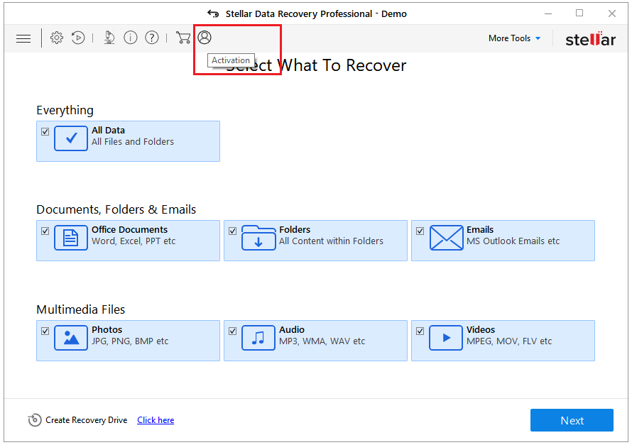 stellar data recovery activation code