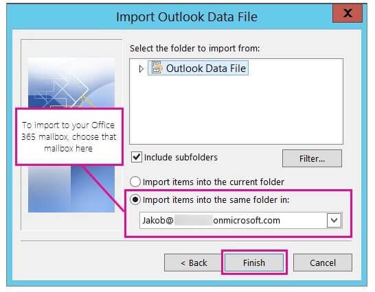 Import Outlook data file
