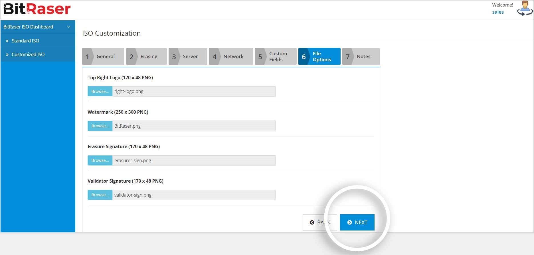 BitRaser Custom ISO File Option