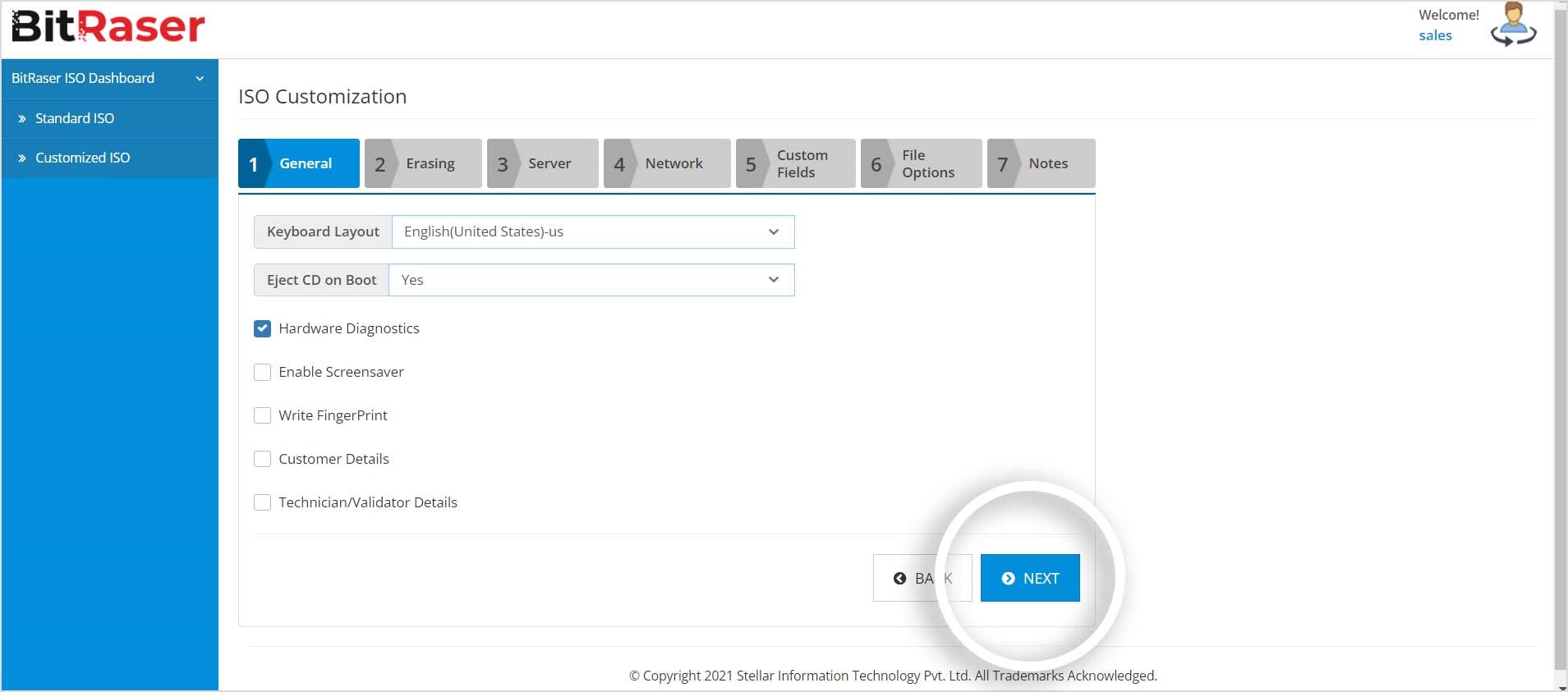 BitRaser Custom ISO General Option