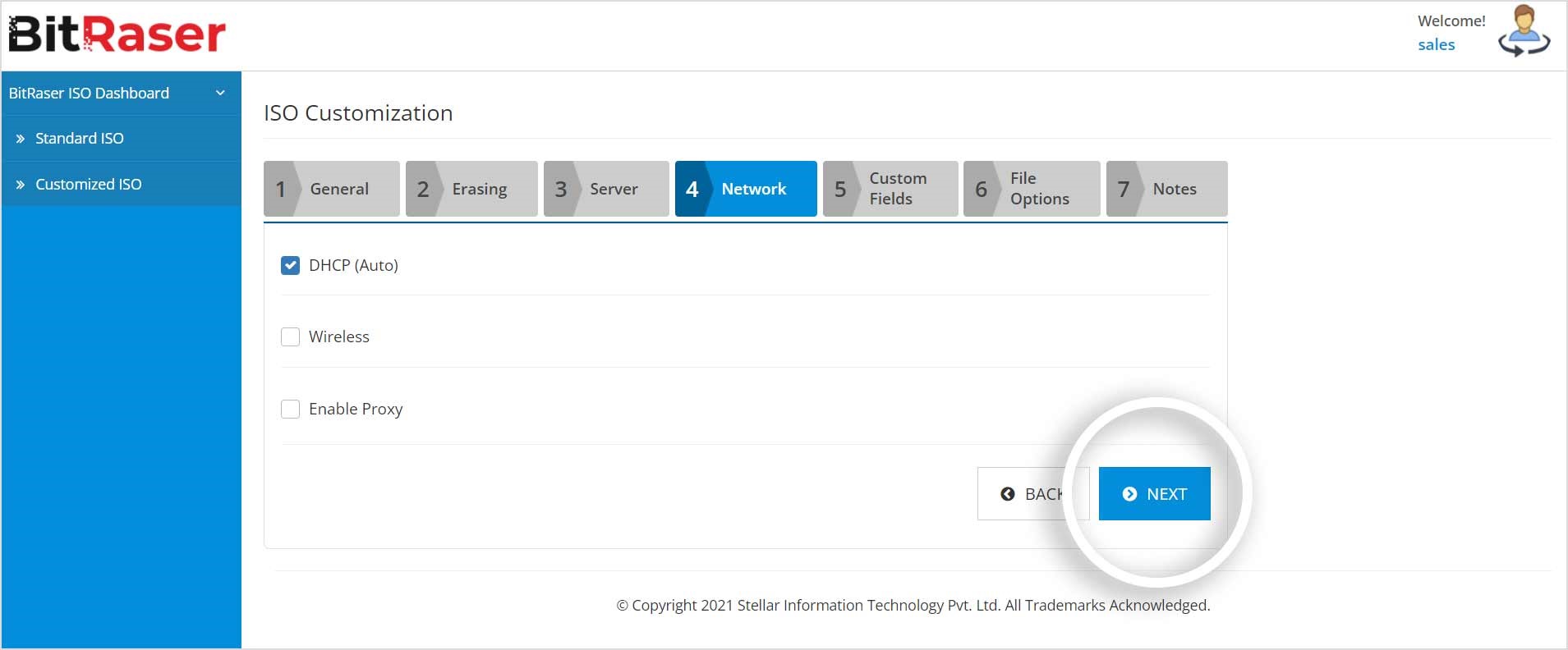 BitRaser Custom ISO Network Option