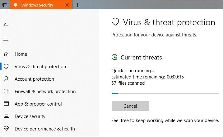 Click on "Virus & threat protection".