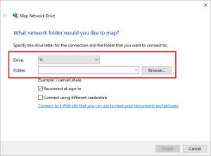 select folder from map network drive