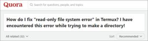 read only file system error quore