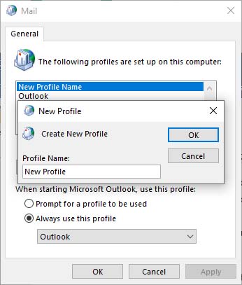 In the Profile Name box, type any name and click OK.
