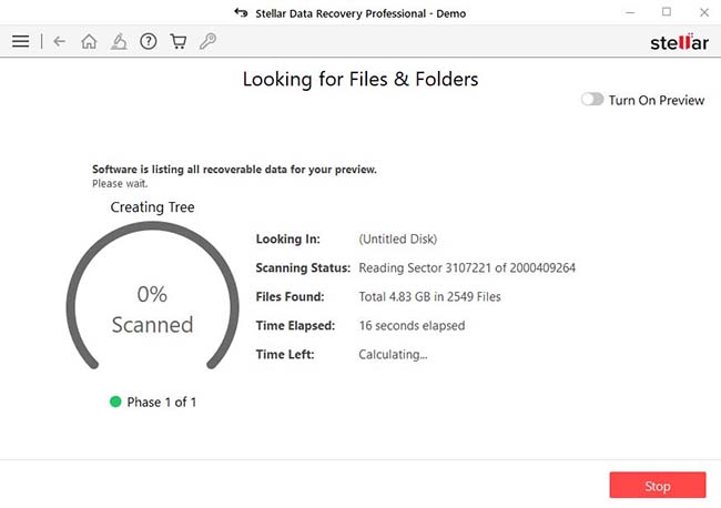 Select the hard drive other connected storage media where you want to recover the data from