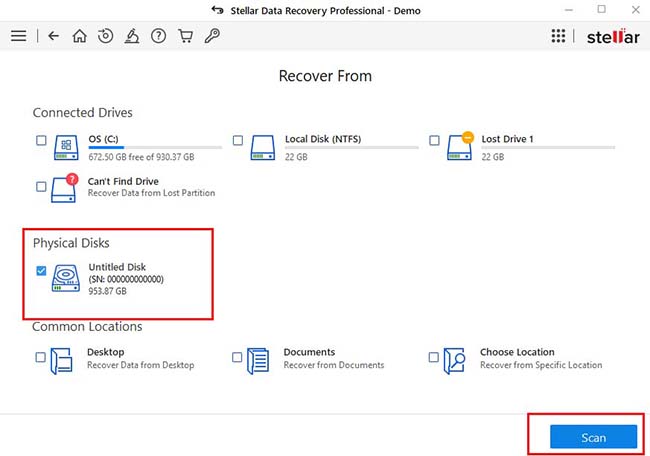 Select the types of data that you wish to recover