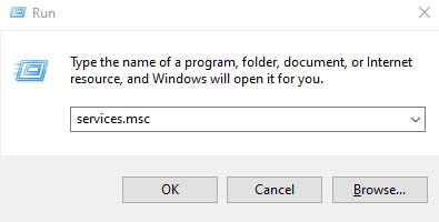 Type services.msc and Press Enter