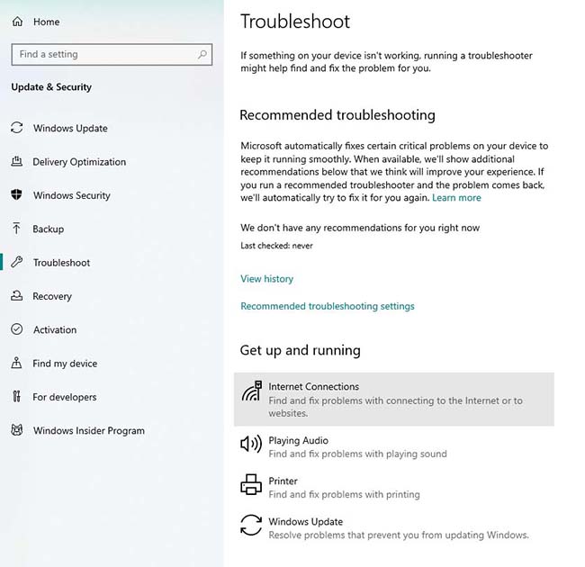 Scroll down on the Troubleshoot page to find the "Windows Update" section. Click on it