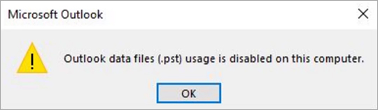 outlook data files pst usage is disabled on this computer- Stellar Data Recovery India