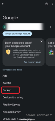 Google account settings