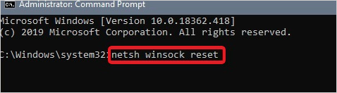 netsh winsock reset